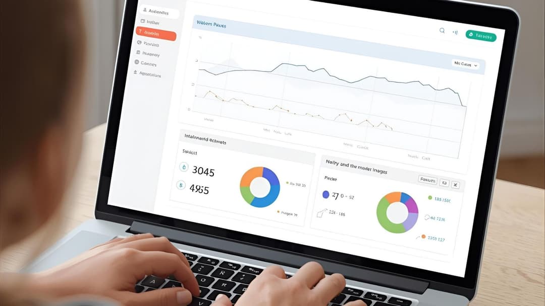 A clean and modern analytics dashboard on a laptop screen, showing various charts and graphs related to student performance.